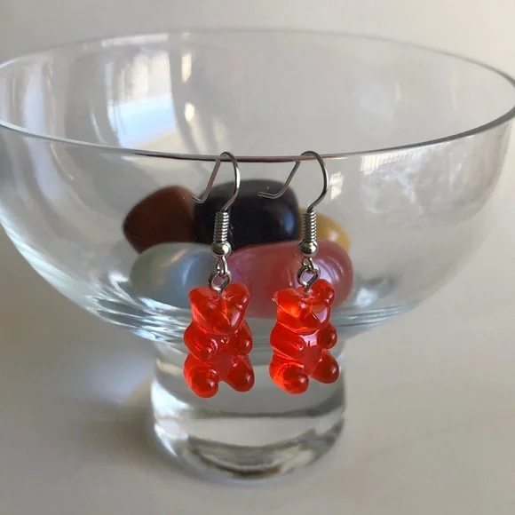 Red Gummy Bear Fashion Earrings - Picture 6 of 9